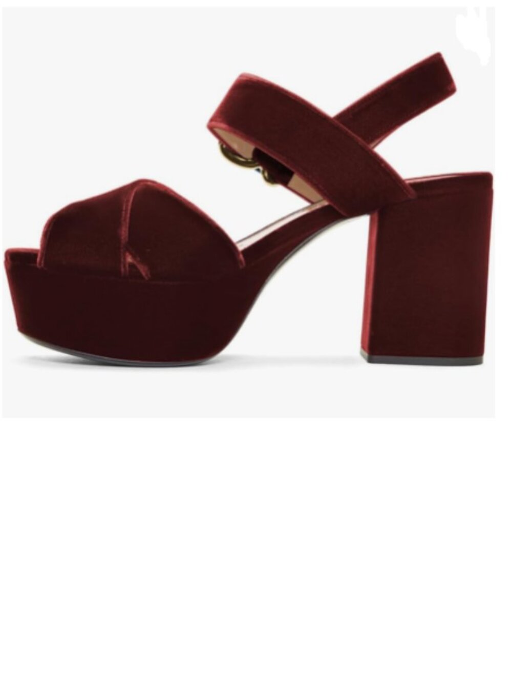 FSJ Red Velvet Peep Toe Chunky High Heels Platform Sandals Ankle Strap Shoes